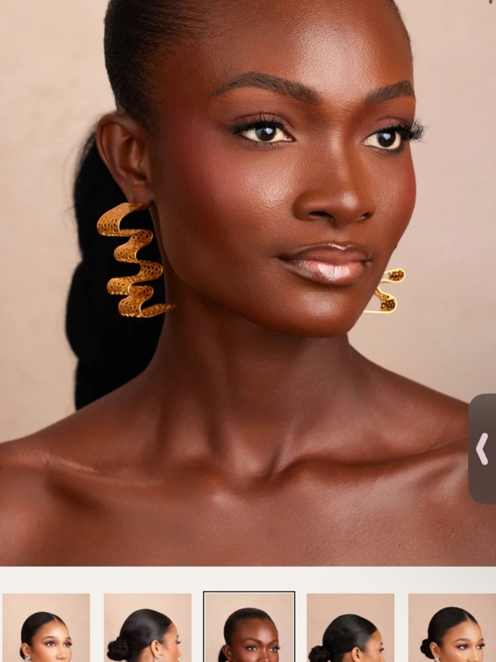 Gold Wavy Statement Hoop Earrings - Women Jewelry
